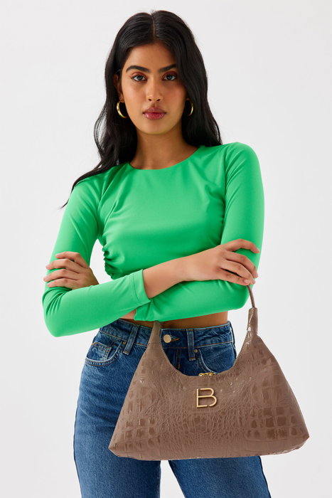 Lucky Bees Bandolera Croco Mink en Visón